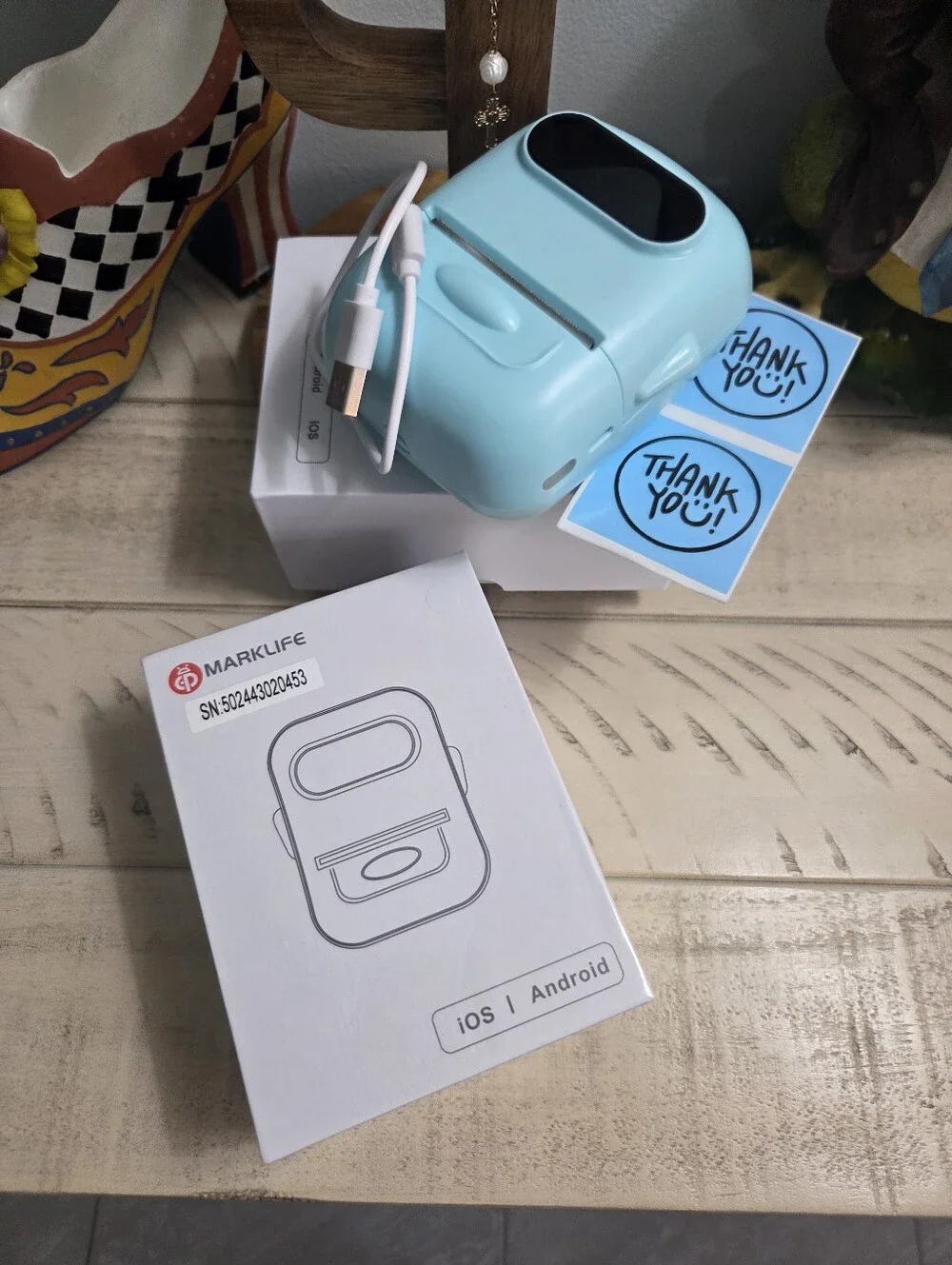 MARK LIFE White Thermal Label Printer Kit, With Labels, Sealed, NEW